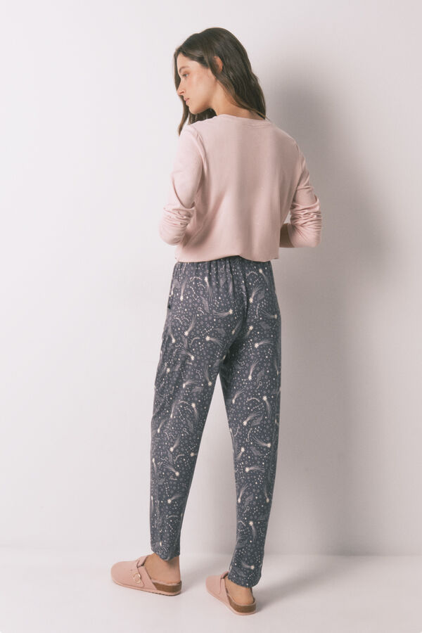 Women'secret Cal&ccedil;a compridas de malha quente com estrelas cinza suaves cinzento