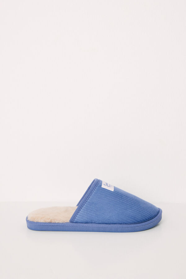 Women'secret Zapatillas casa destalonadas pana azul azul