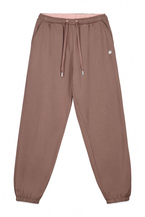 HI&BYE Cal&ccedil;a jogger de algod&atilde;o marrom  cru