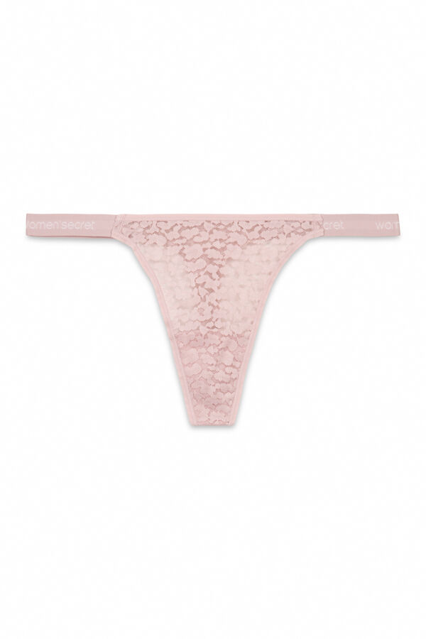 Women'secret Tanga encaje animal print rosa rosa