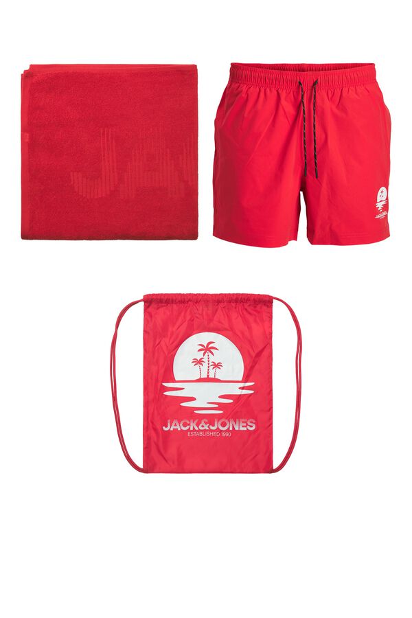 Jack & Jones Fato de banho com acess&oacute;rios vermelho