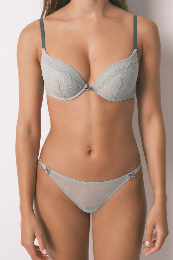 Women'secret Cueca cl&aacute;ssica de renda verde com tiras verde