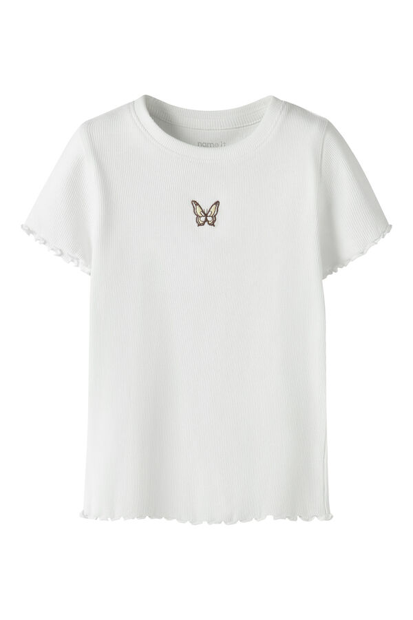 Name it T-shirt manga curta em canelado para menina branco