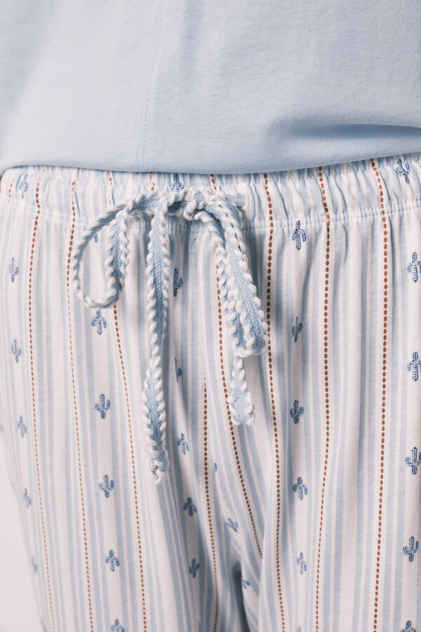 Women'secret Pijama capri em algod&atilde;o azul azul