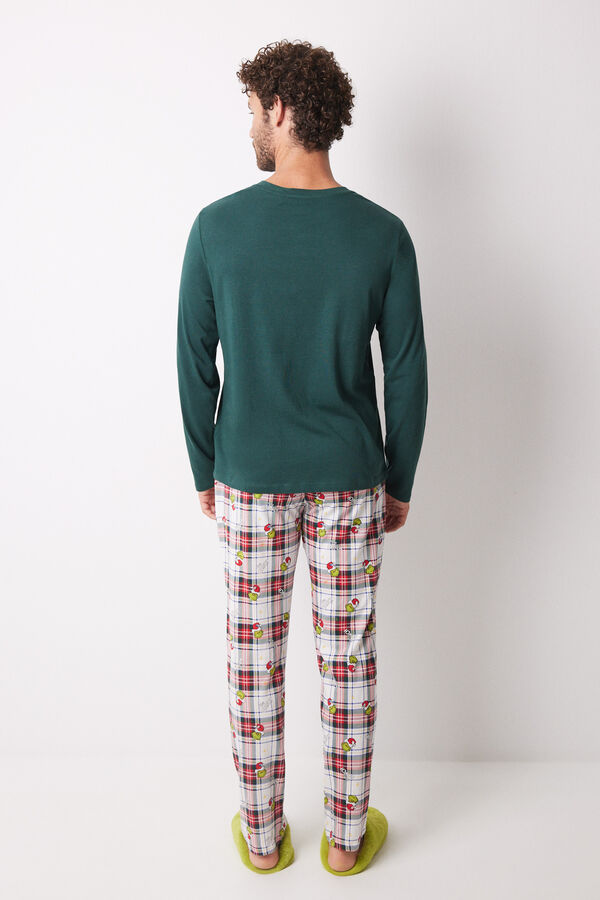 Women'secret Pijama masculino 100% algod&oacute;n cuadros Grinch verde