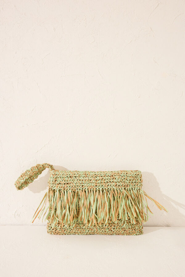 Women'secret Bolso peque&ntilde;o rafia flecos verde