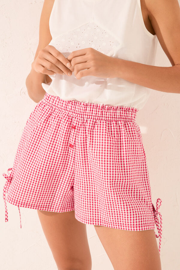 Women'secret Cal&ccedil;a xadrez vermelho estampado