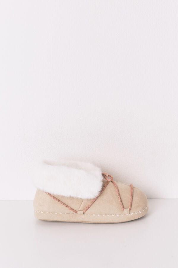 Women'secret Zapatillas casa botas antelina beige beige