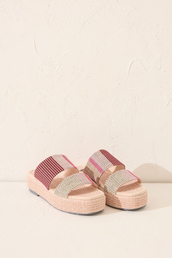 Women'secret Sand&aacute;lias plataforma de r&aacute;fia multicoloridas branco