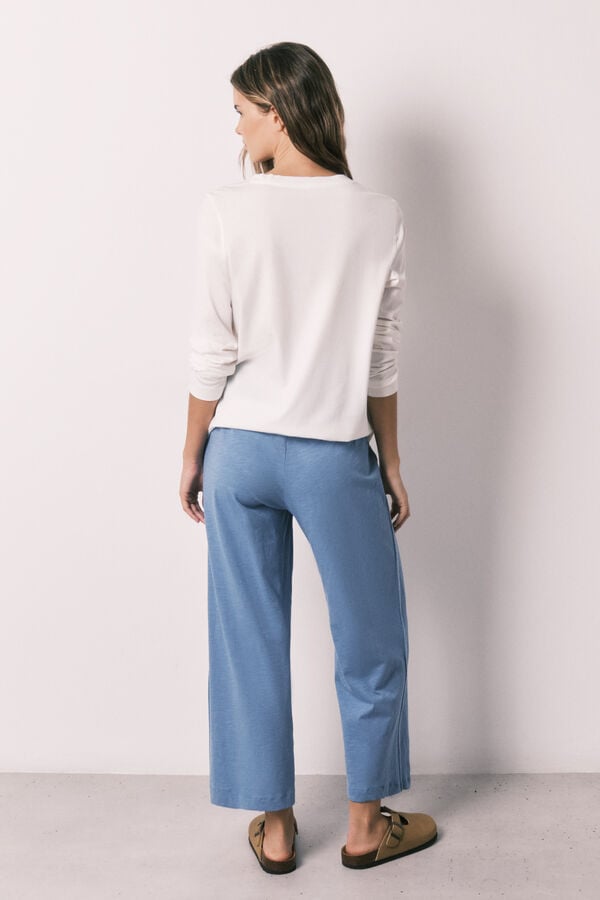 Women'secret Pantal&oacute;n Capri 100% algod&oacute;n azul azul