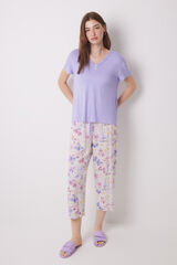 Women'secret Pijama Capri soft touch estampado flores rosa