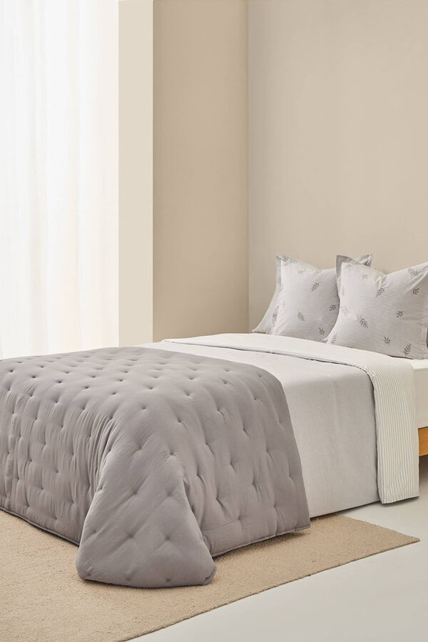 Textura Capa de edredom riscas revers&iacute;vel cinzento