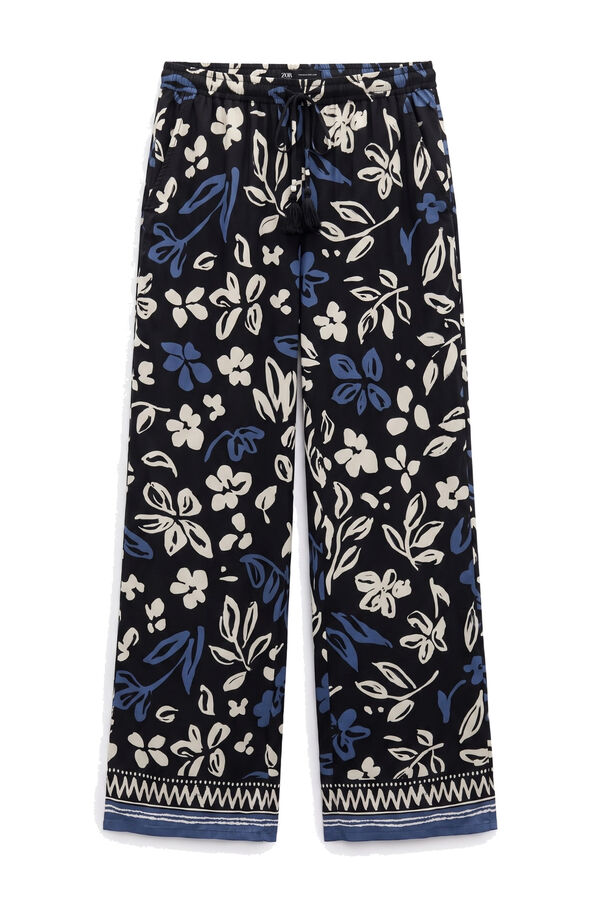 Women'secret Pantal&oacute;n largo estampado flores azul estampado
