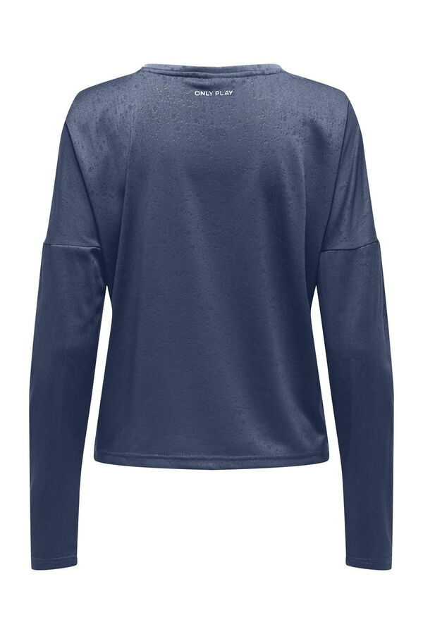 Only Play T-shirt de manga comprida com gola redonda e tecido com efeito água. azul