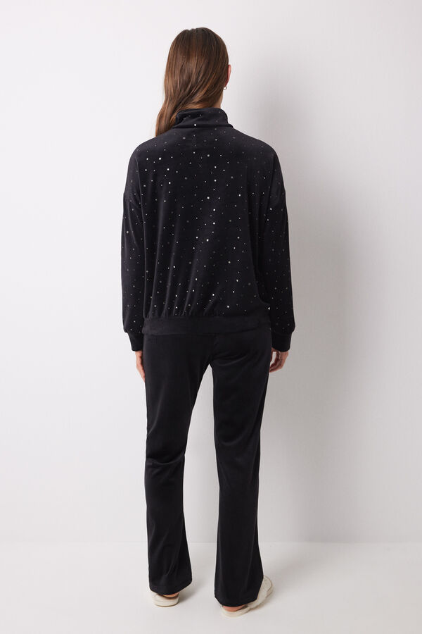 Women'secret Pijama largo terciopelo negro Hermione negro