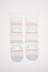 Women'secret Calcetines punto pelo estampado blanco