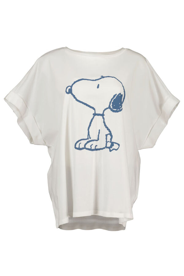 Womensecret Camiseta 100% algodón Snoopy blanco marfil
