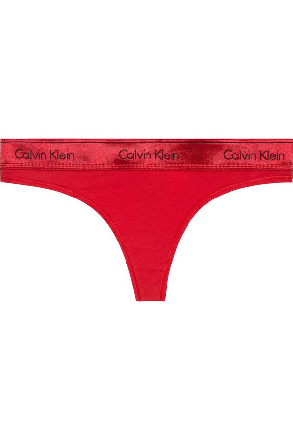 Calvin Klein Cueca de algod&atilde;o com logo vermelho