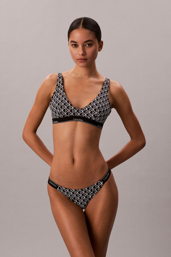 Calvin Klein Cueca de biqu&iacute;ni de anca estampada cinzento