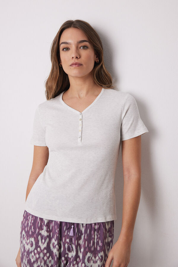Women'secret Camiseta manga corta canal&eacute; gris gris