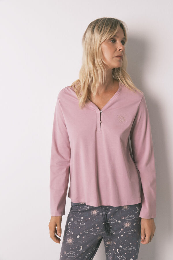 Women'secret Camiseta manga larga 100% algod&oacute;n rosa rosa