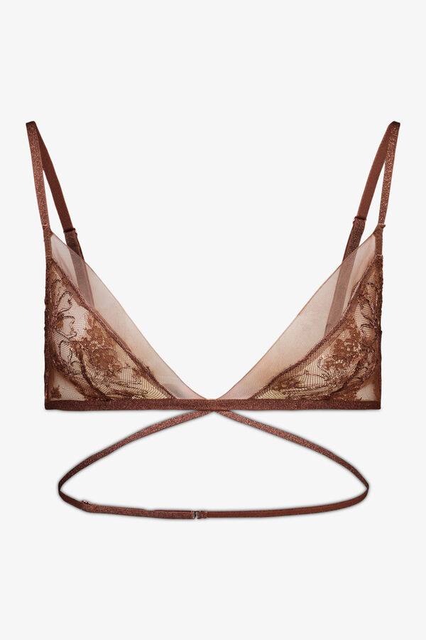 Women'secret Sujetador triangular NATURAL encaje marr&oacute;n marr&oacute;n