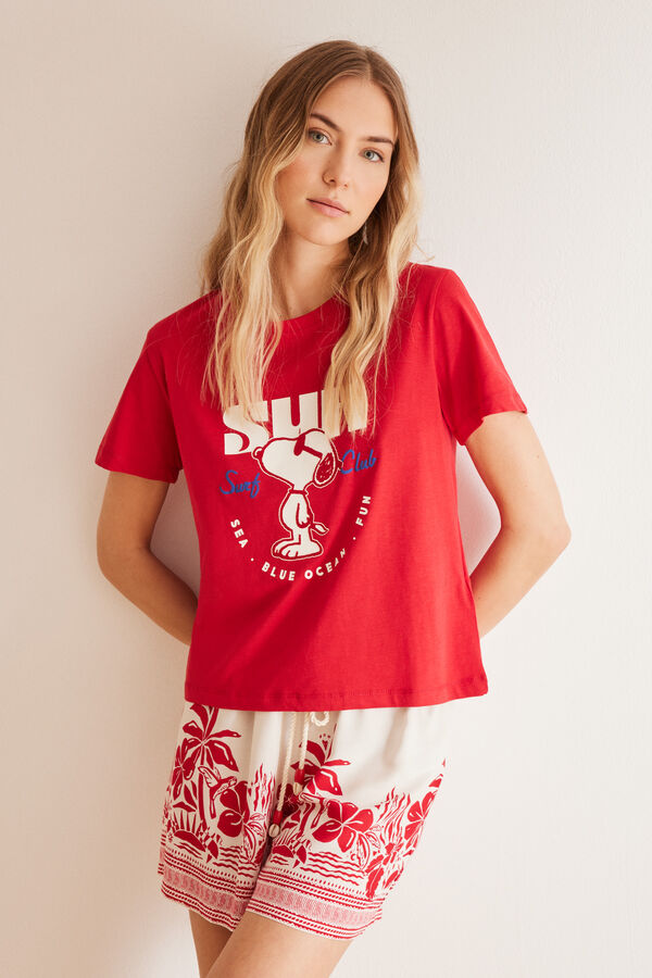 Women'secret Camiseta 100% algod&oacute;n rojo Snoopy  rojo