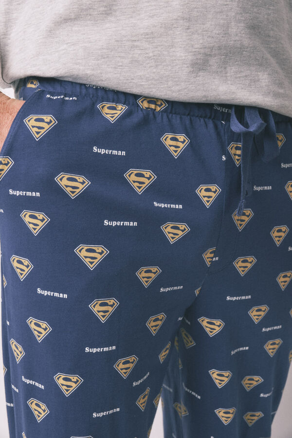 Women'secret Pijama largo 100% algod&oacute;n Superman gris  gris