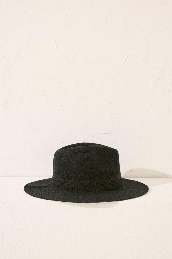 Women'secret Detalhe tran&ccedil;ado de chap&eacute;u preto  preto