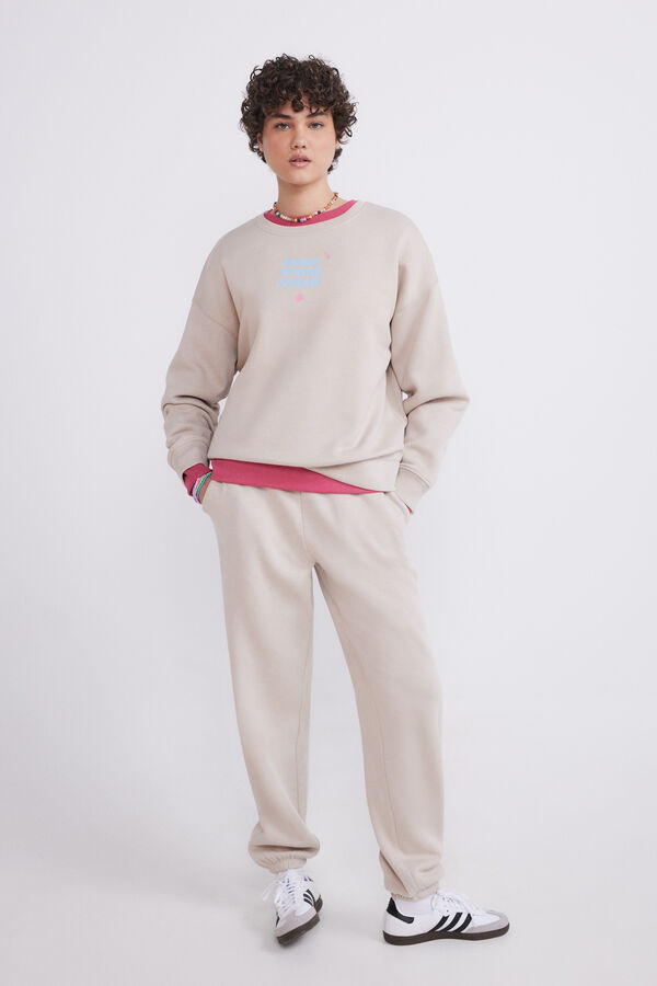 HI&BYE Sudadera felpa gris claro logo  gris