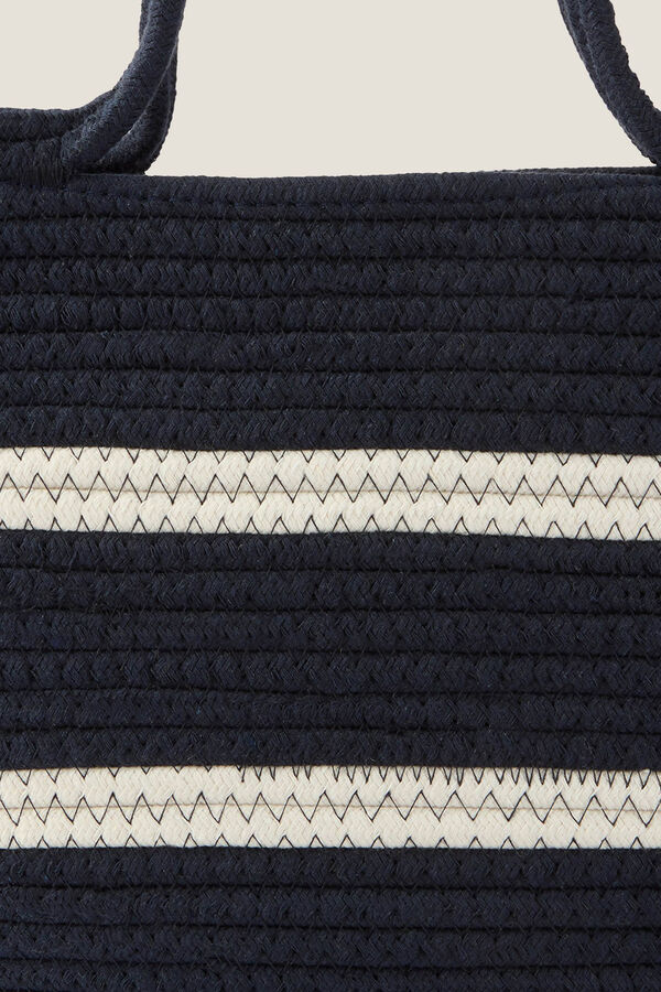 Textura Capazo de playa en cuerda de algod&oacute;n natural azul