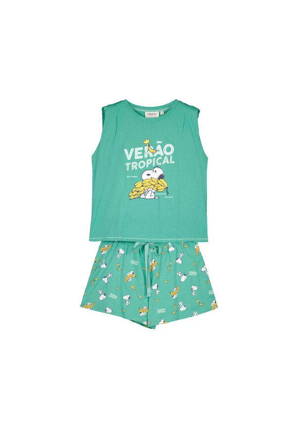 Womensecret Pijama corto tirantes 100% algodón Snoopy sandías verde