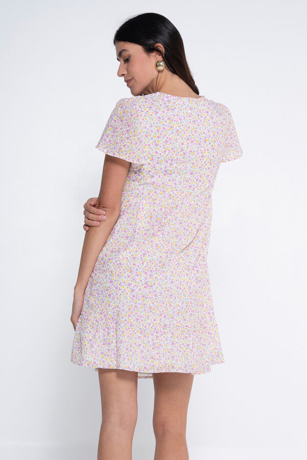 Ohma! Vestido de amamenta&ccedil;&atilde;o estampado com bot&otilde;es branco