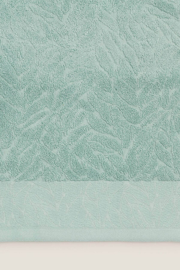 Textura Toalha de algod&atilde;o turco em jacquard com folhas bege