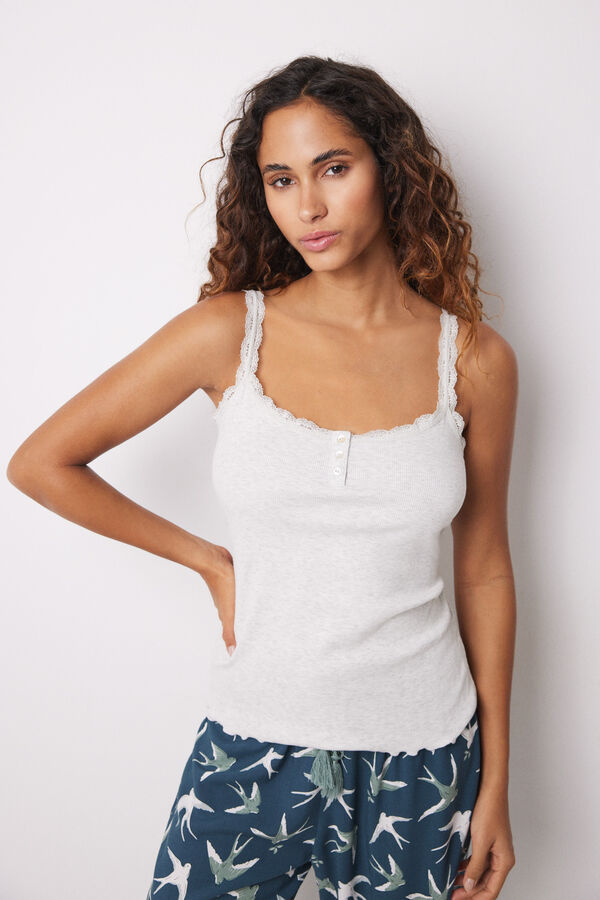 Women'secret Camiseta tirantes canal&eacute; algod&oacute;n gris gris
