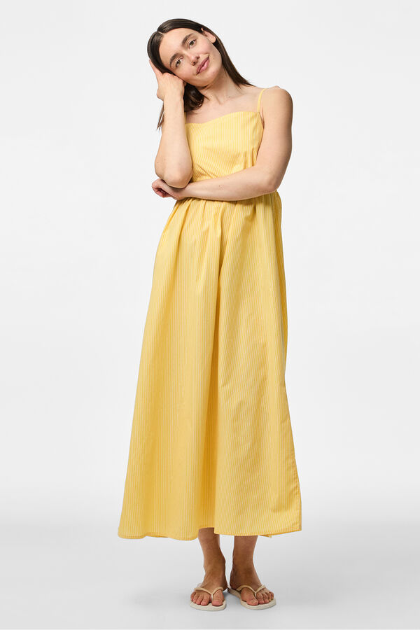 Pieces Vestido longo riscas amarelo