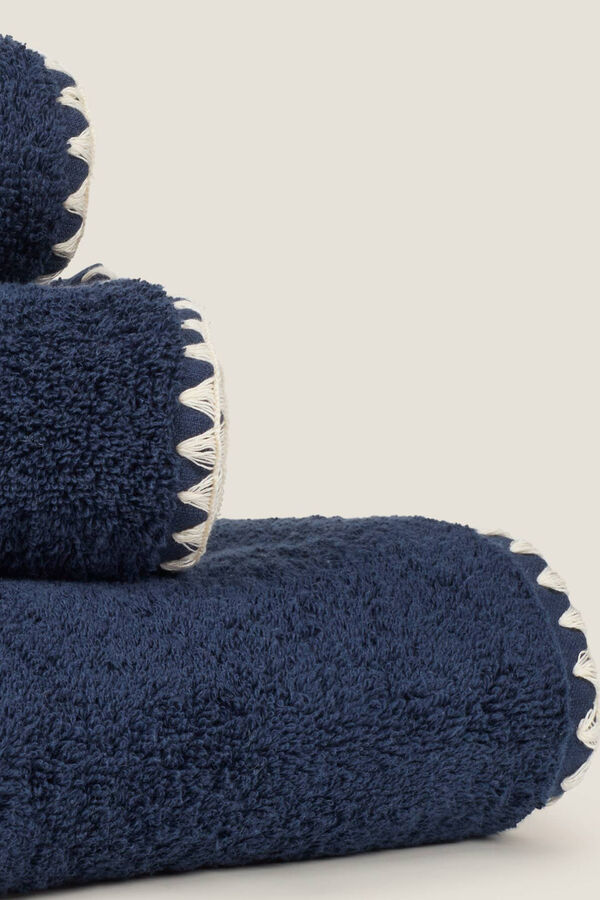 Textura Toalha de banho com costura azul
