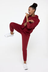 Only Play Pantal&oacute;n jogger suave de cintura alta y bolsillos laterales, color granate rojo