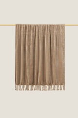 Textura Manta polar flecos marr&oacute;n