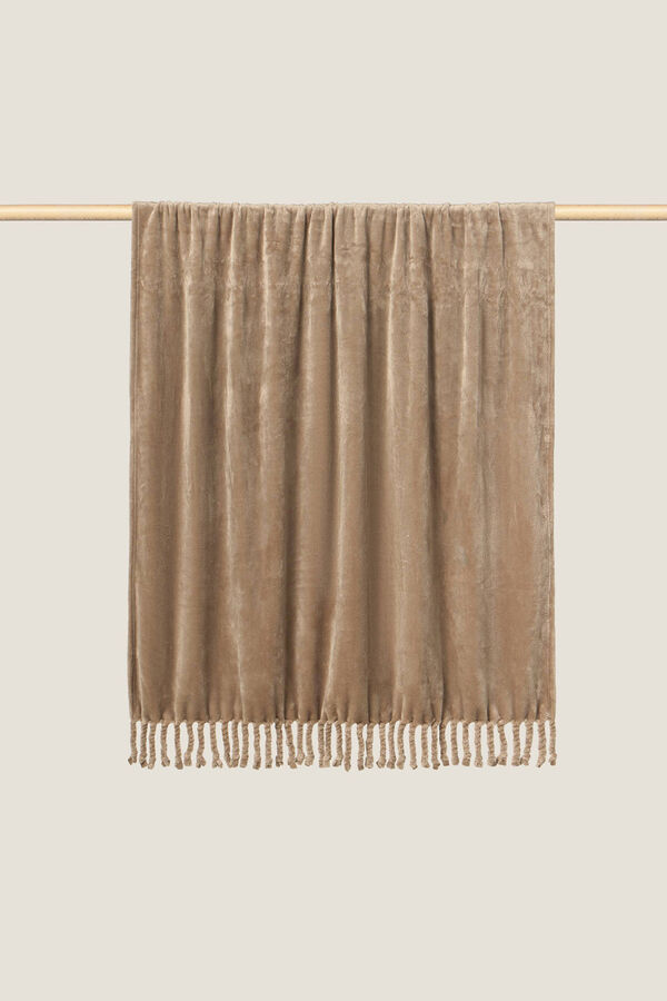 Textura Manta polar flecos marr&oacute;n