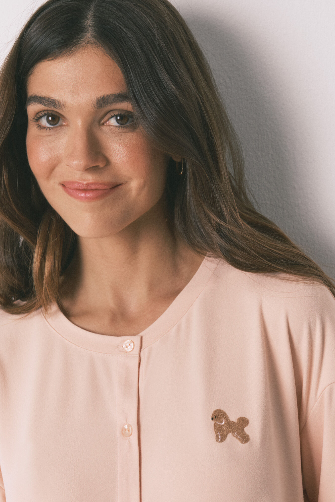 Women'secret Pijama largo punto suave rosa estampado perritos