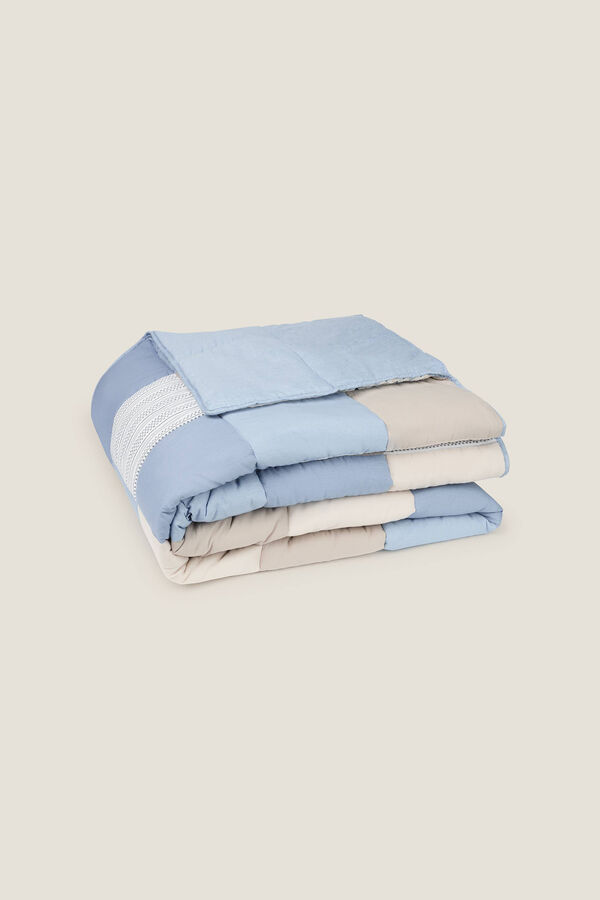 Textura Edred&oacute;n patchwork azul. Cama 150160cm. azul