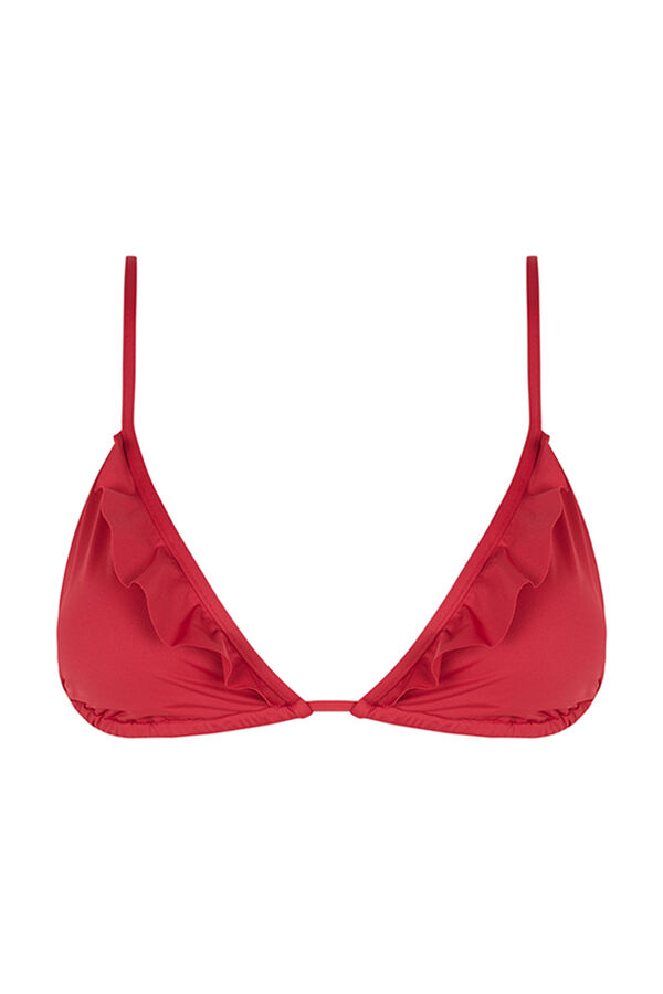 Women'secret Top bikini triangular volantes rojo rojo