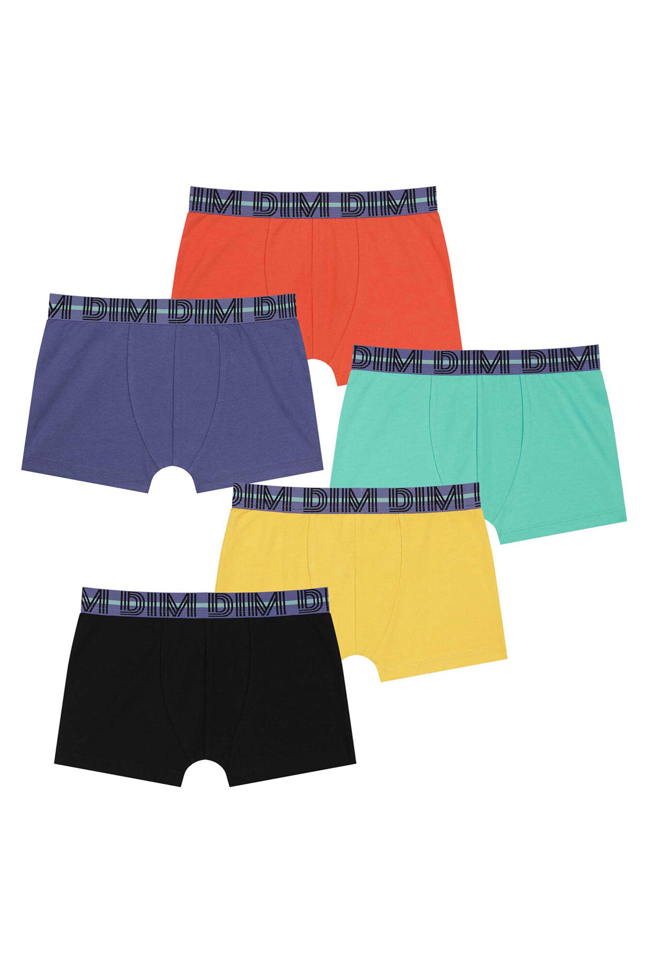 DIM Pack de 5 boxers de menino de algod&atilde;o em v&aacute;rias cores