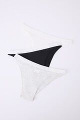 HI&BYE Pacote de 3 cuecas brasileiras branca, cinza, preta branco