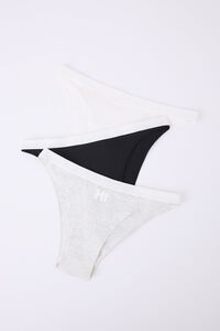 HI&BYE Pacote de 3 cuecas brasileiras branca, cinza, preta