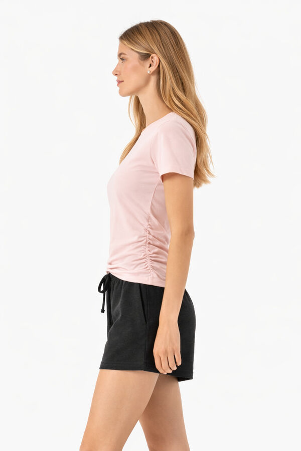 Lmtd T-shirt de manga curta com franzido rosa