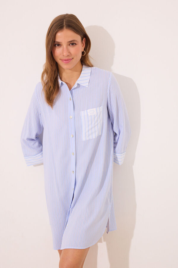 Women'secret Camisola curta de viscose riscas azul