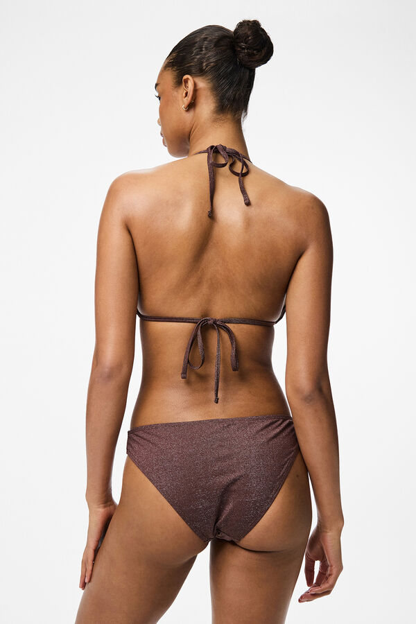 Pieces Braga de bikini de lurex marr&oacute;n
