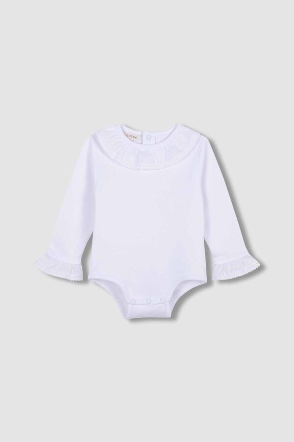 Gocco Body Manga Larga Cuello Volante De Popel&iacute;n Blanco blanco